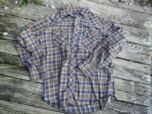 Wrangler VTG 90s Plaid Flannel Pearl Snap Shirt L Western Casual Long Sleeve